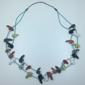 SOLD Bear Fetish & Turquoise Heishi Necklace